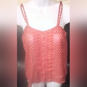 "MOSSIMO" Sheer Button Down Pleated Spaghetti Strap Tank Top Blouse